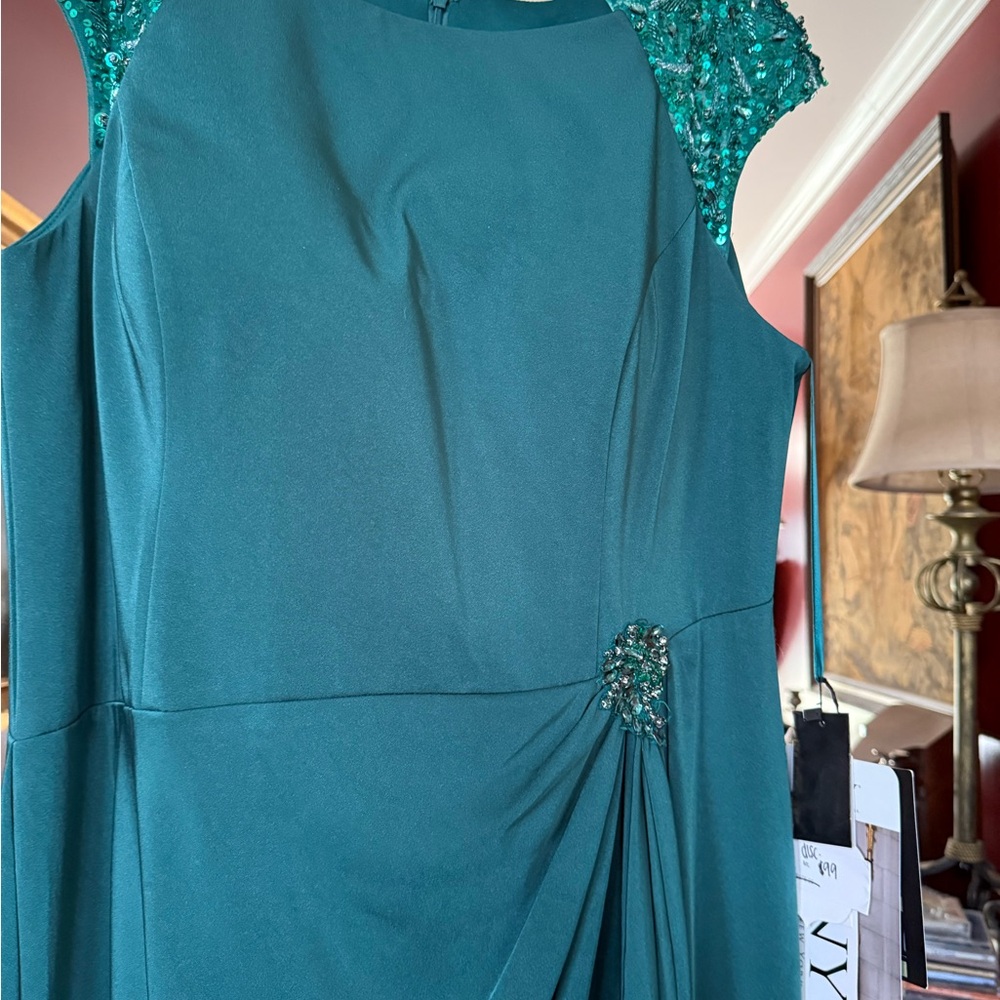 Sleeveless Beaded Maxi Dress in Teal